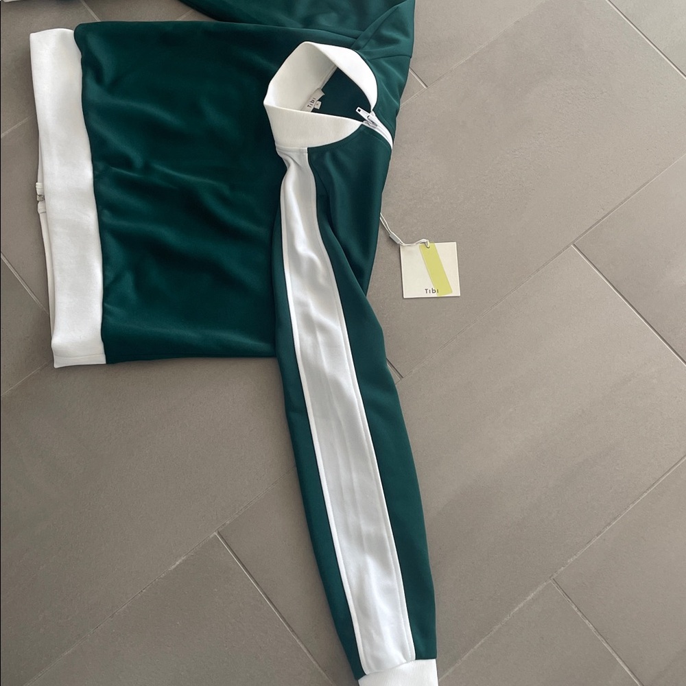 Tibi Forest Green and White Zip-Up Jacket - Picture 4 of 17